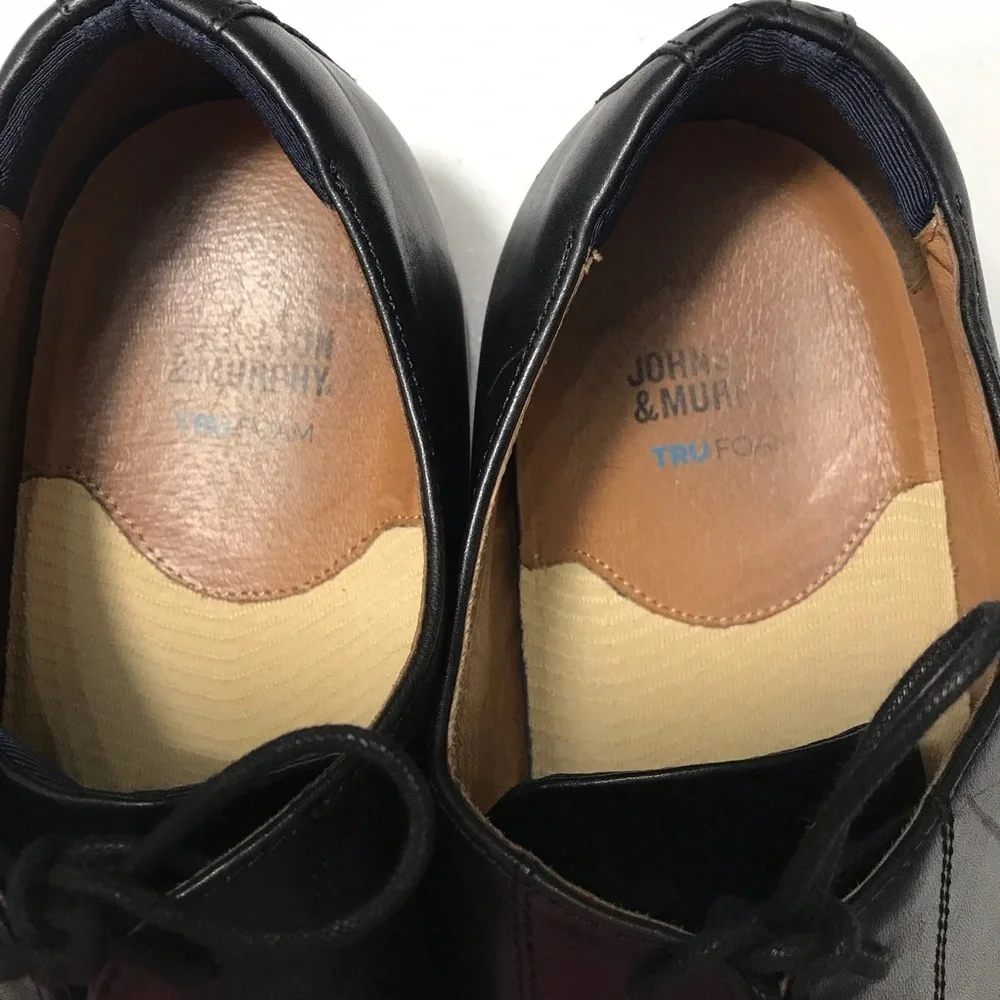 Johnston &Murphy Captoe Men's Black Leather Dress Shoes Size 13W S-03